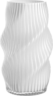 Vaso di Vetro Bianco – Design Moderno con Forma Curva – Vaso per Fiori per Tavolo e Salotto – ca. 30 cm