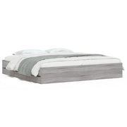 Letto matrimoniale | Letto per adulti | Giroletto Cassetti Grigio Sonoma 160x200 cm Legno Multistrato
