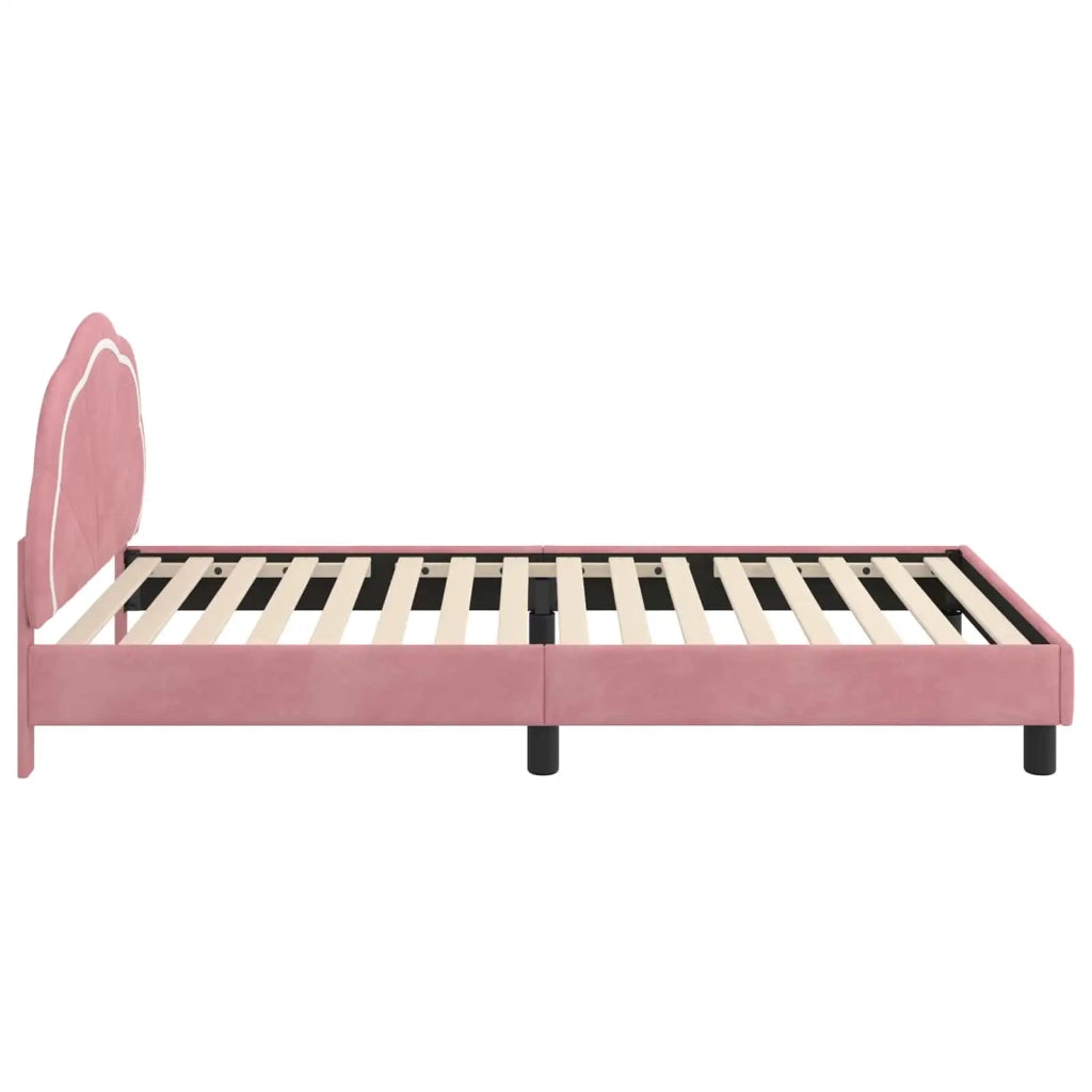 Struttura letto bambini con testata-Giroletto per bambini Rosa 90 x 190 cm Velluto 304698