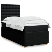 vidaXL Giroletto a Molle con Materasso Nero 90x190 cm in Tessuto