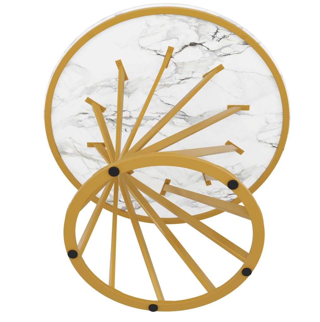 Tavolo da pranzo 80 x 80 x 76 cm in MDF e metallo; bianco e oro