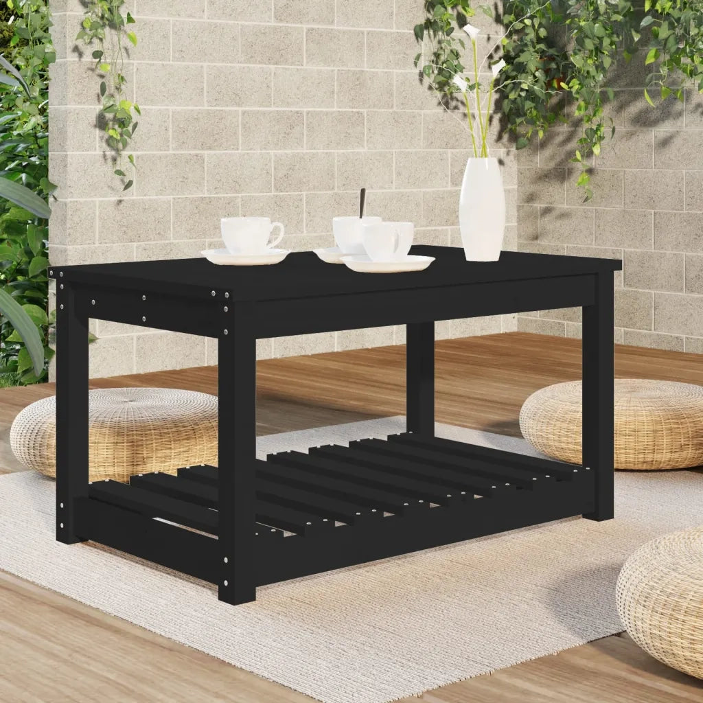 Tavolo da Giardino Nero 82,5x50,5x45 cm Legno Massello Pino 824138