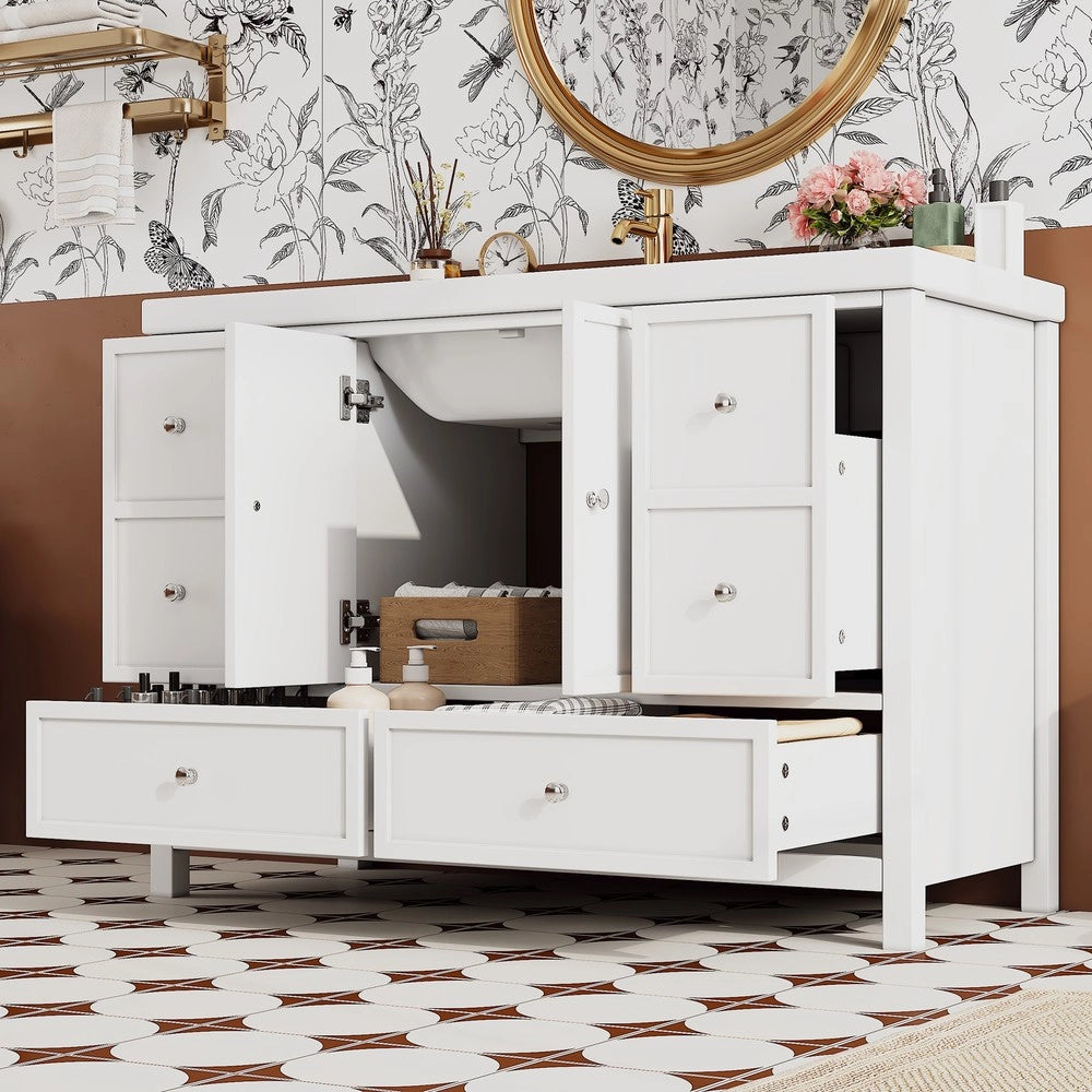 Mobile da Bagno con Lavabo Integrato e Cassetti ¨C Xylo ¨C Bianco 120x50x86.5cm