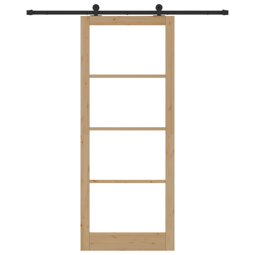 Porta Scorrevole  con Set Hardware 'ORKDAL'Legno Massello e Vetro