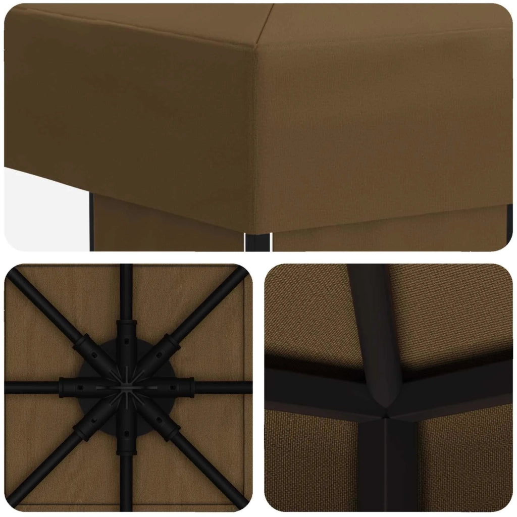 Gazebo 3 x 3 m Tortora Poliestere e Acciaio 190 gsm