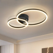 ZMH Lampada da soffitto plafoniera LED 2 anelli nera moderna 23W 3000K per soggiorno