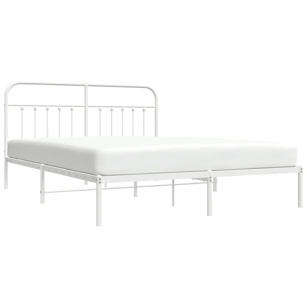 Giroletto con Testiera-Struttura Letto con testiera Metallo Bianco 160x200 cm 901407