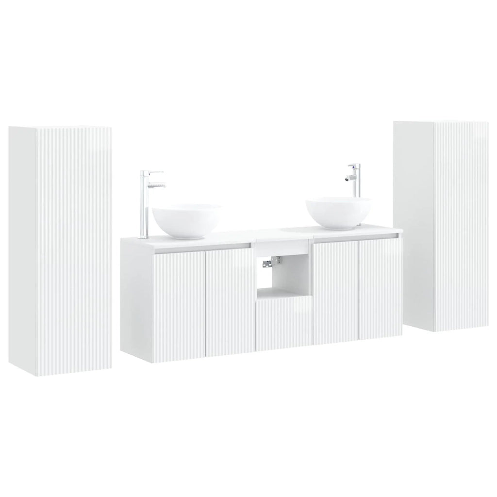 Set di mobili per il bagno 5 pz Bianco Lucido 3405987