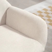 Poltrona Imbottita Moderna con Schienale Alto, Imbottitura Spessa, Gambe in Acciaio, Bianco Crema