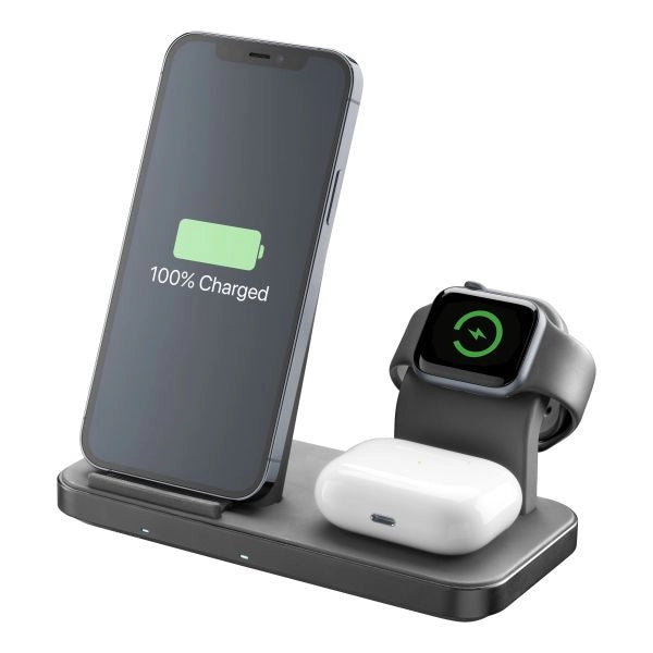 Cellularline trio wireless charger supporto di ricarica wireless 3in1 per dispositivi apple - WIRELESS3IN1IPHK