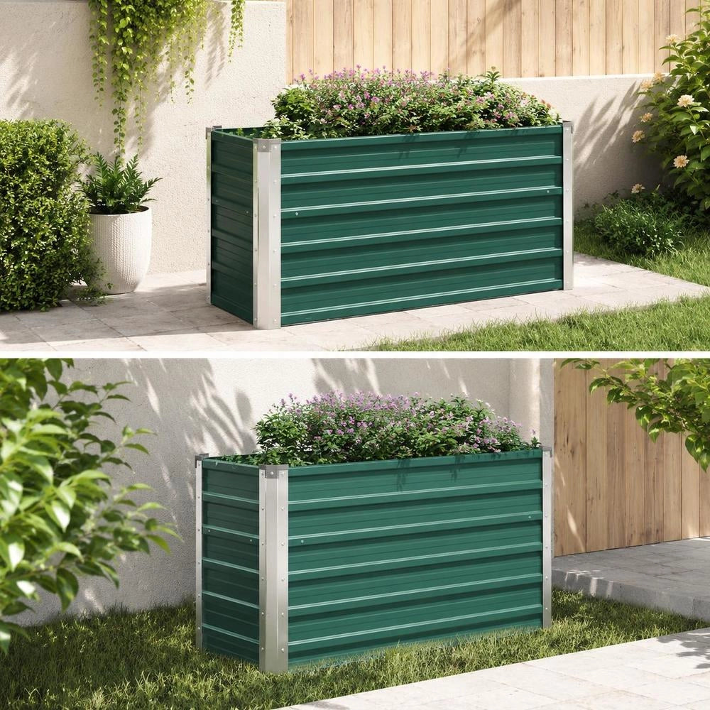 Garden Raised Bed Galvanized Steel 100x40x77 Cm Green
