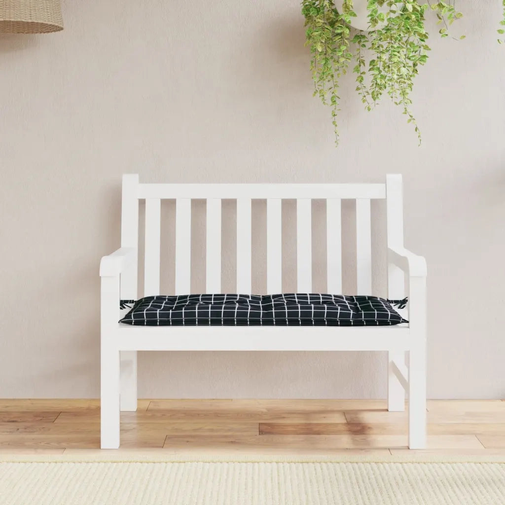 Cuscino per Panca a Quadri Neri 100x50x7 cm in Tessuto Oxford 361577