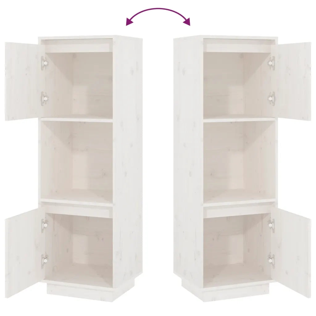 Credenza-Buffet-Armadio da cucina Bianca 38x35x117 cm in Legno Massello di Pino