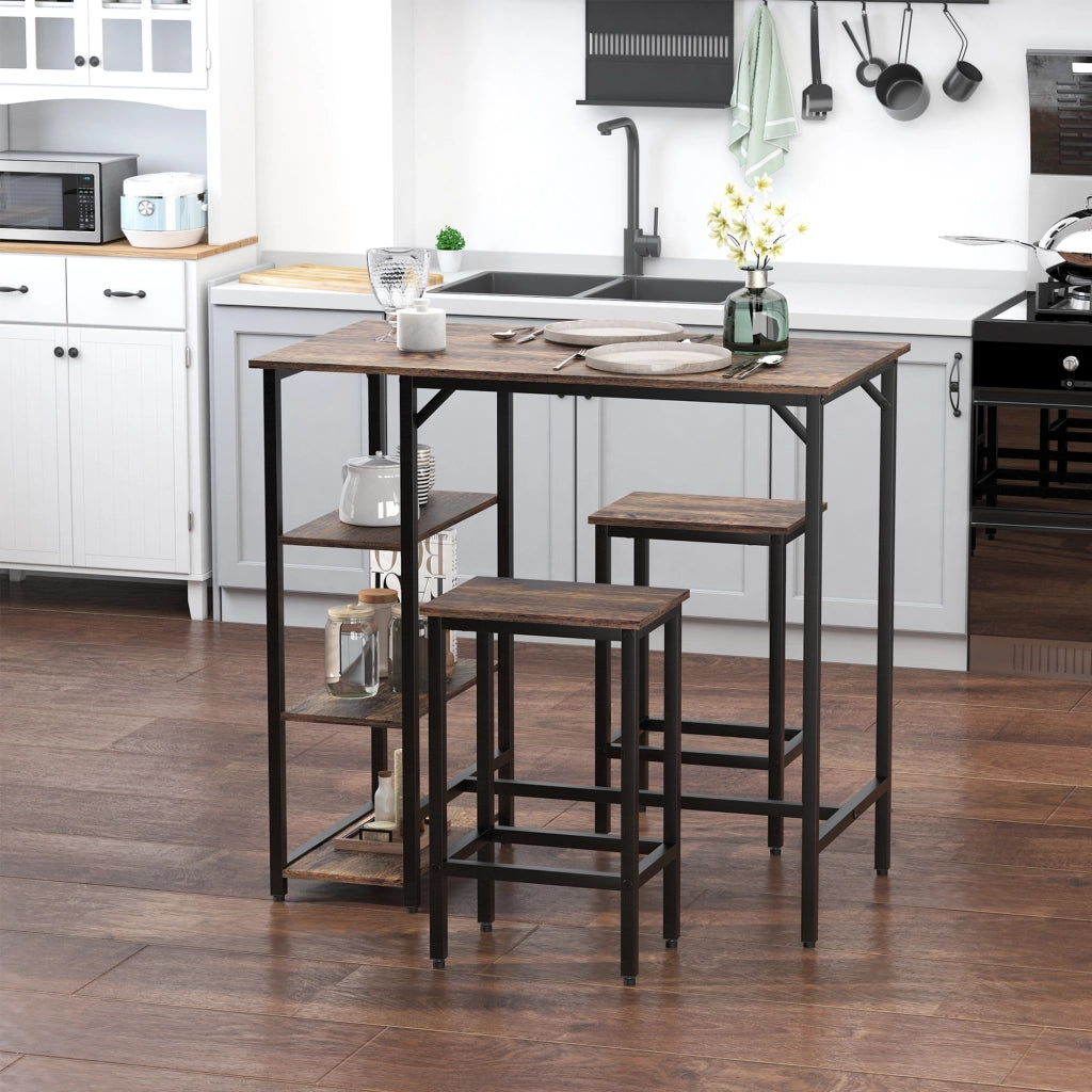 Tavolo da bar con sgabelli ¨C zephmum ¨C 109x60x100 cm marrone r¨²stico