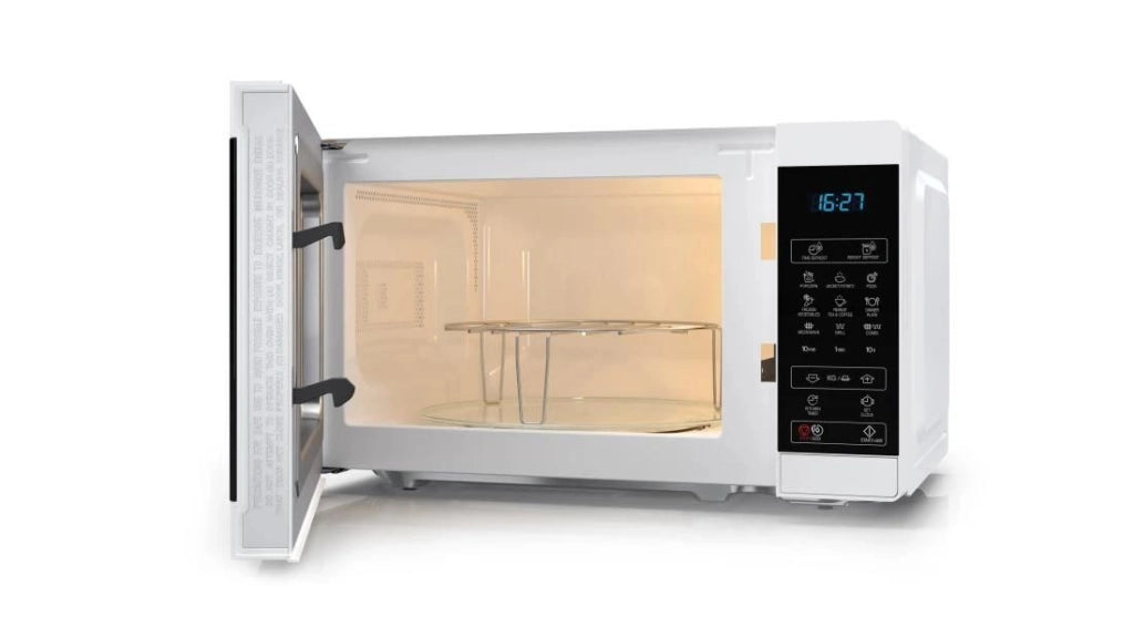 Sharp YC-MG02E-W forno a microonde Blu, Bianco Superficie piana 20 L 800 W