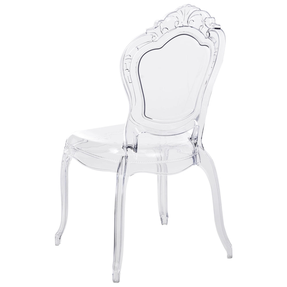 Set di 2 sedie da pranzo in acrilico trasparente con schienale solido senza braccioli impilabili dal design moderno vintage