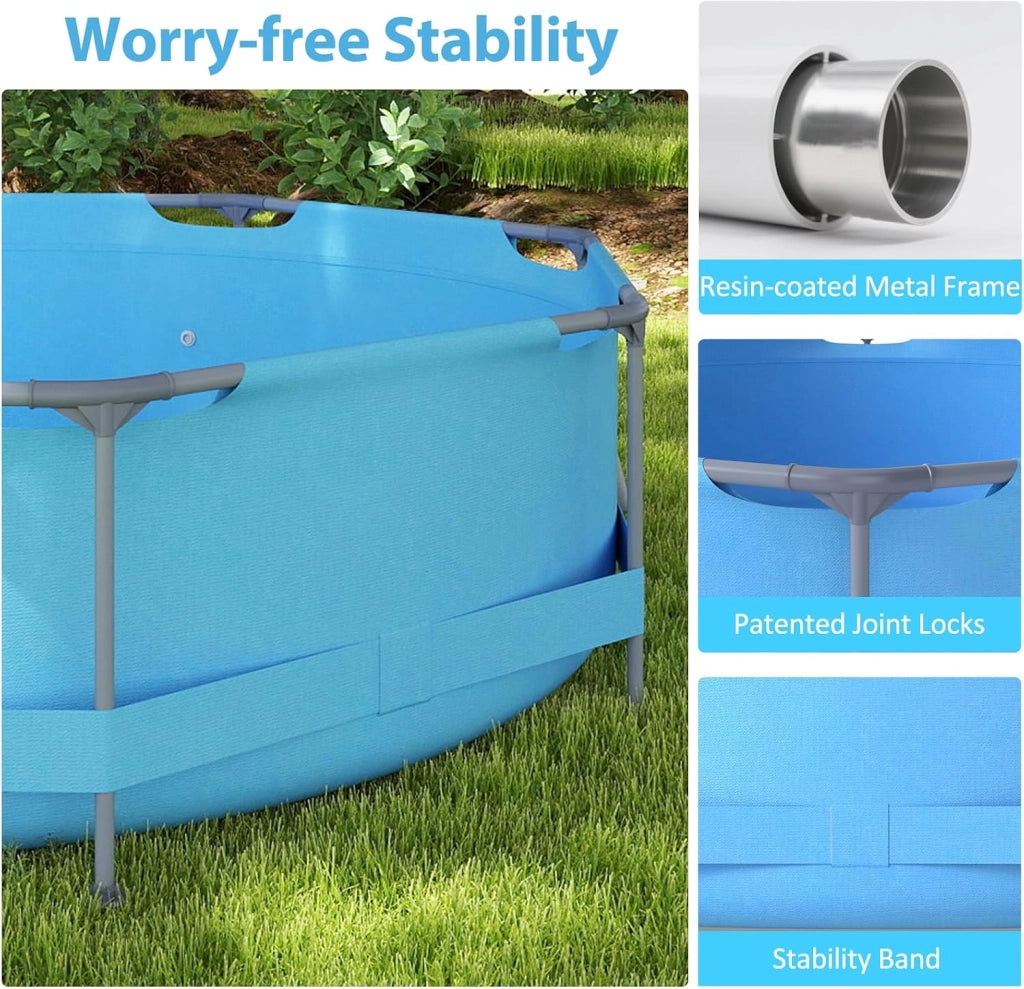 Piscina Fuori Terra, Piscina da Esterno Rotonda Ø300 X 76 CM, 4383L, Struttura in Metallo, PVC Resistente, con Pompa e Filtro, Blu