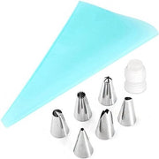 Kit di preparazione per torte con sacchetti di silicone riutilizzabili, sacchetti di ghiaccio, punteruoli e connettori per la preparazione di cupcakes e biscotti.
