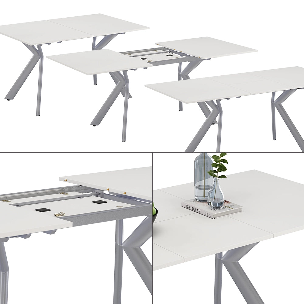 Vicco Tavolo da pranzo Bianco/Grigio 140 x 90 cm Estensibile