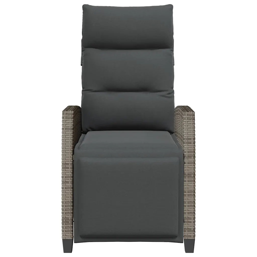 Sedia Reclinabile da Giardino | Sedie da Esterno con Tavolino Grigio Polyrattan