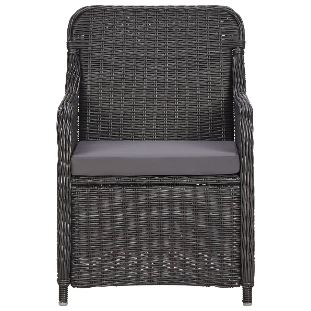 Set Bistrot da Giardino 3 pz con Cuscini in Polyrattan Nero