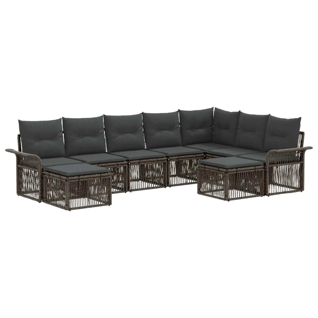 Set Divano da Giardino 9 pcs Grigio e Grigio Scuro polyrattan 3435017