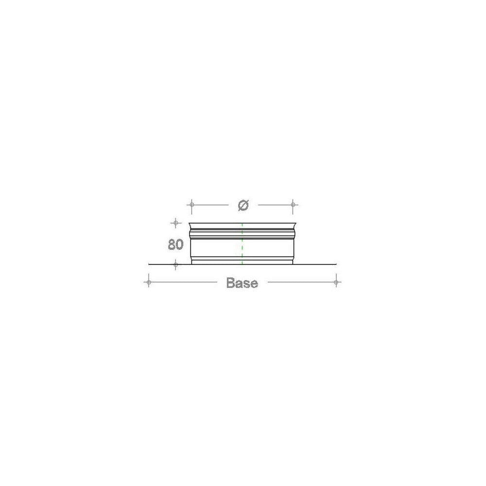 Base forata inox da 200x200mm a innesto m 80 - 180mm 6 decimi, diametro 180mm