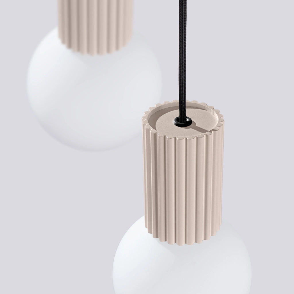 Lampadario moderno tondo taupe 3 sfere vetro SFERA