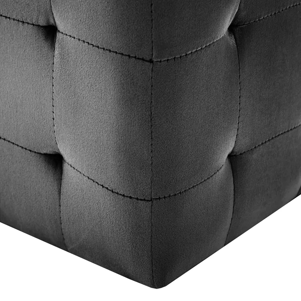 Comodini 2 pz-Set di 2 Tavolino da notte Nero 30x30x30 cm in Tessuto Vellutato