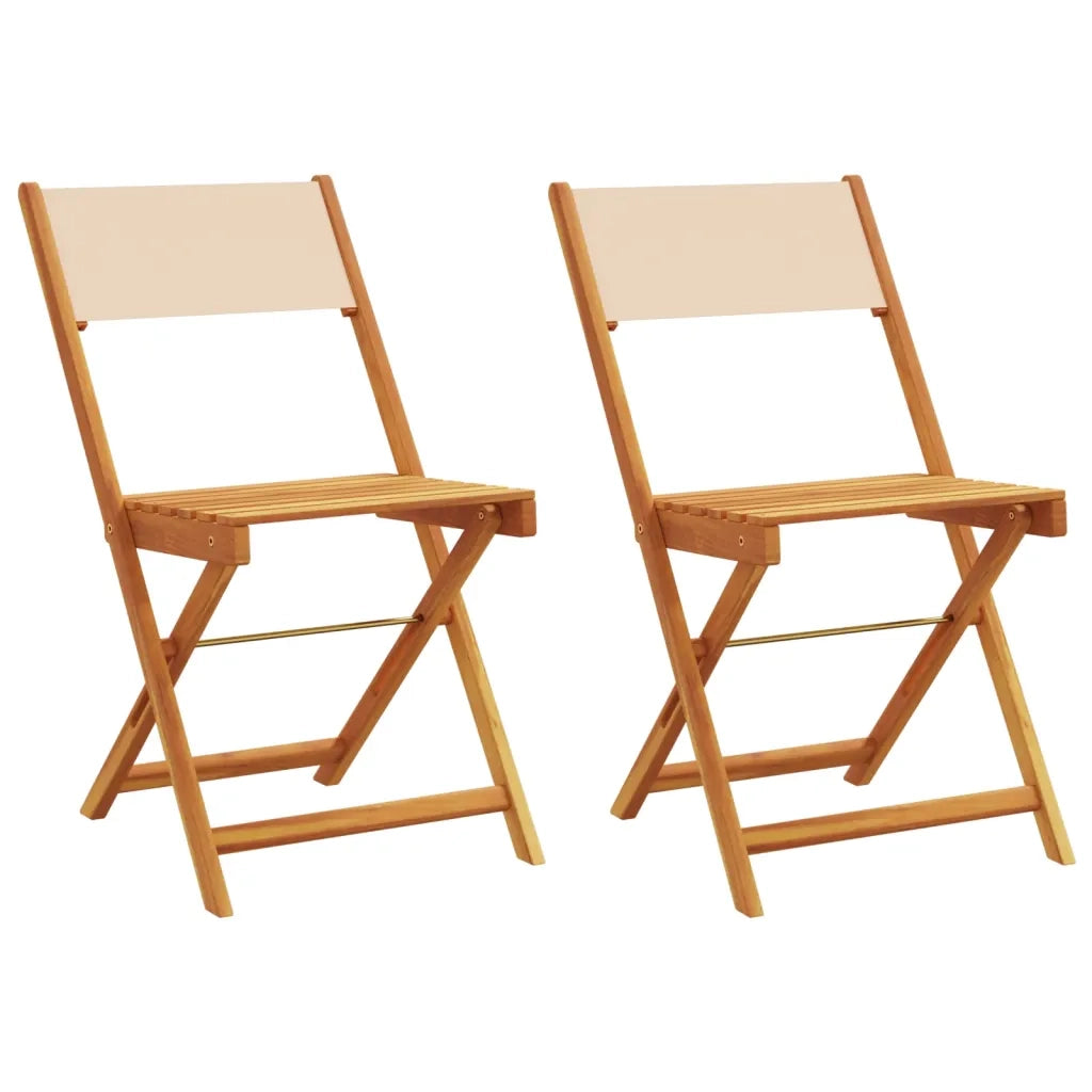 vidaXL Sedie da Bistrò 2pz Beige in Legno Massello di Acacia e Tessuto