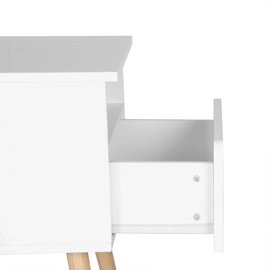 Comodino con cassetti e vano in legno bianco 19_0000457