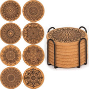 Onderzetter per cura del calore con supporto - Onderzetter per bicchieri in legno e gomma, anti-slip e assorbente, set per tavoli da caffè, sotto piatti in legno naturale marrone