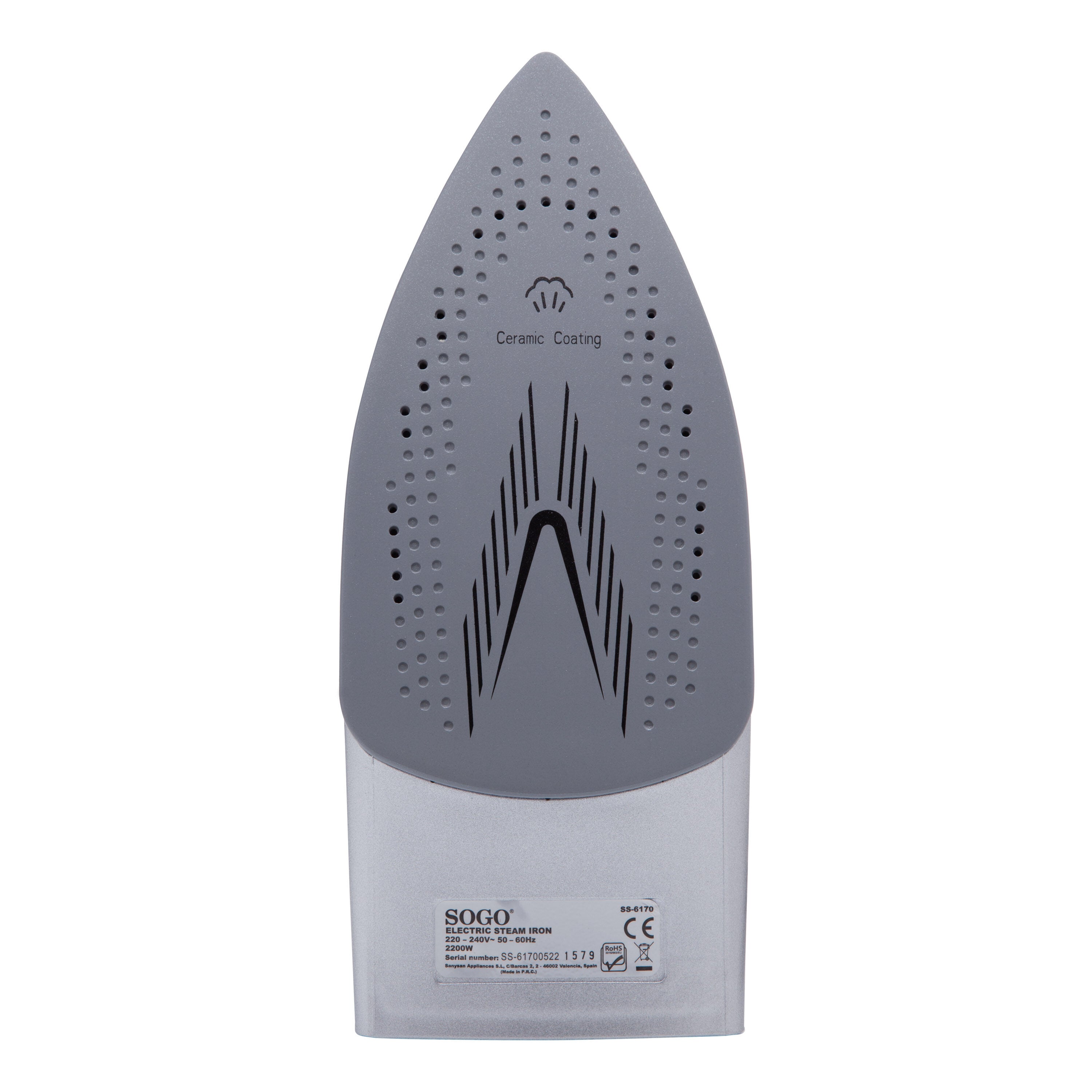 SOGO Ferro da Stiro a Vapore Elettrico 140ml Controllo Temperatura, Getto di Vapore 18g/min, Anti-Goccia, Anti-Calcare, Protezione Surriscaldamento