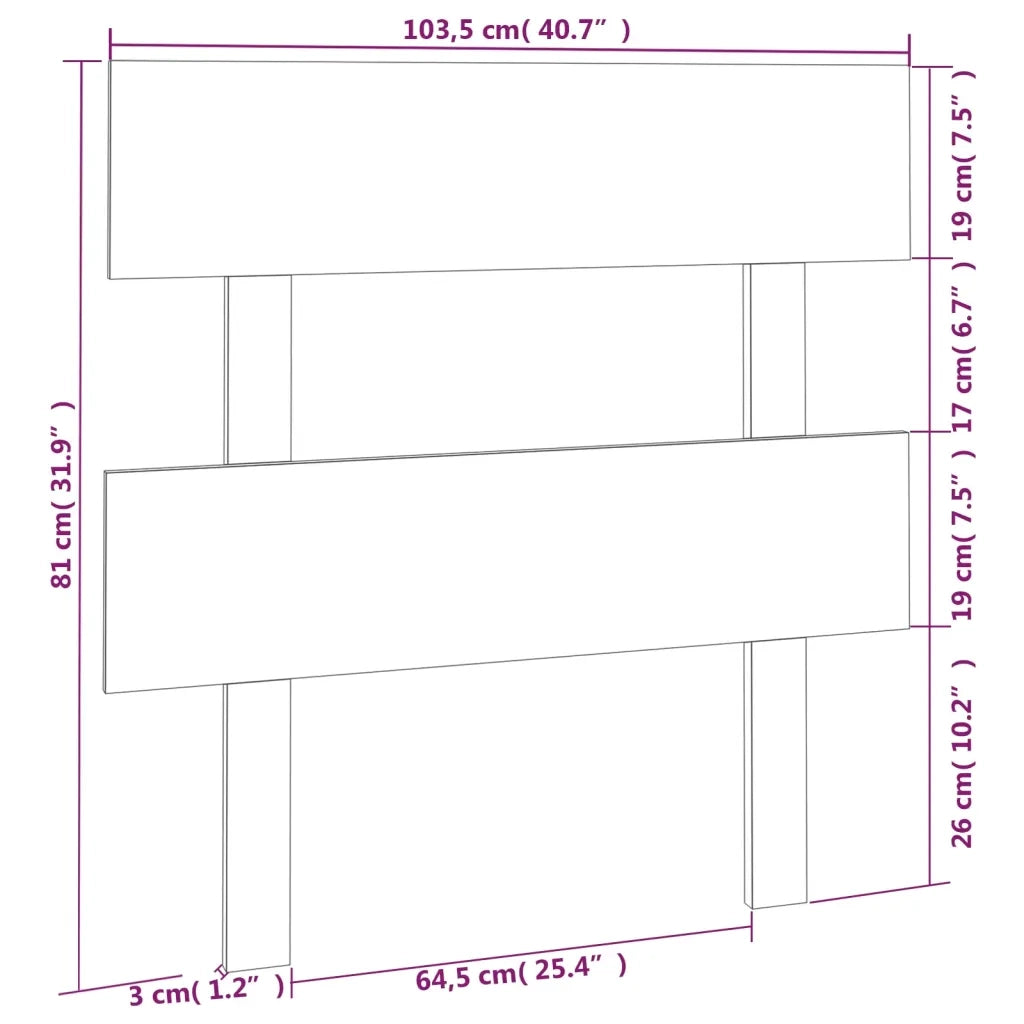 Testiera per Letto Bianca 103,5x3x81 cm Legno Massello di Pino 819056