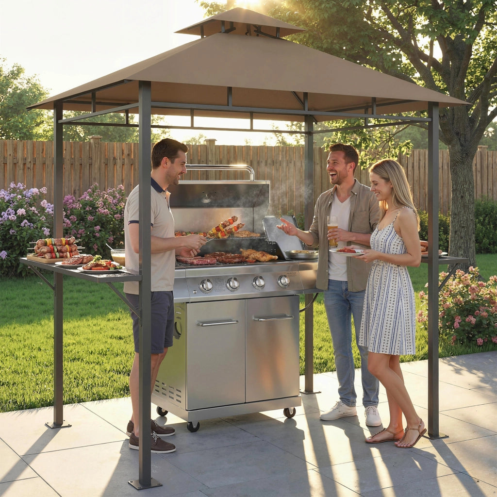 Tonnella Barbecue da Giardino ¨C Zephmum ¨C Marrone 245x146x255cm in Metallo
