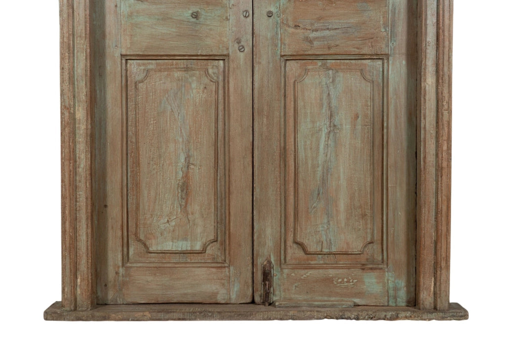 Biscottini Porta portone in legno massello e ferro da interno o da esterno vecchia e antica medievale con telaio