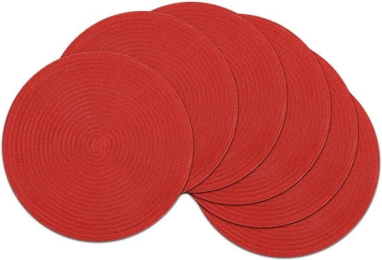 Set di 6 piatti rotondi tessuti a mano, resistente al calore, lavabile, per uso domestico, cucina, sala da pranzo, esterno, occasioni speciali