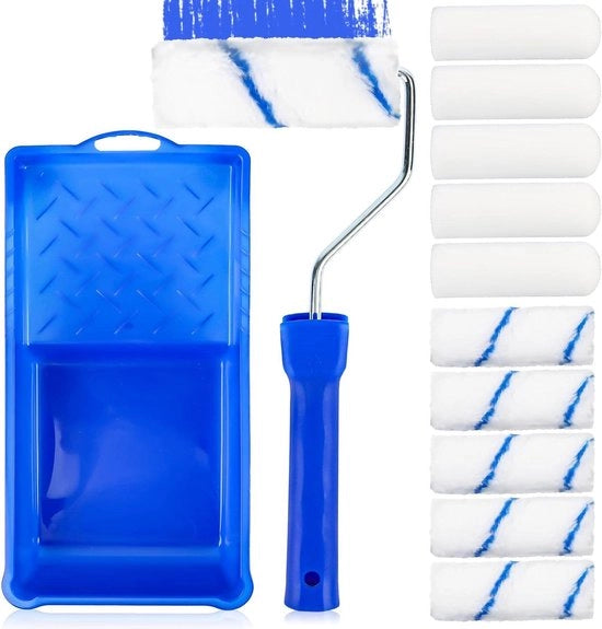 Set di pennelli per verniciare 12 pezzi - pennelli a schiuma e microfibra - set di pennelli per verniciare con contenitore - 5 pennelli a schiuma - 5 pennelli microfibra - vernice per pareti per lavori di ristrutturazione.