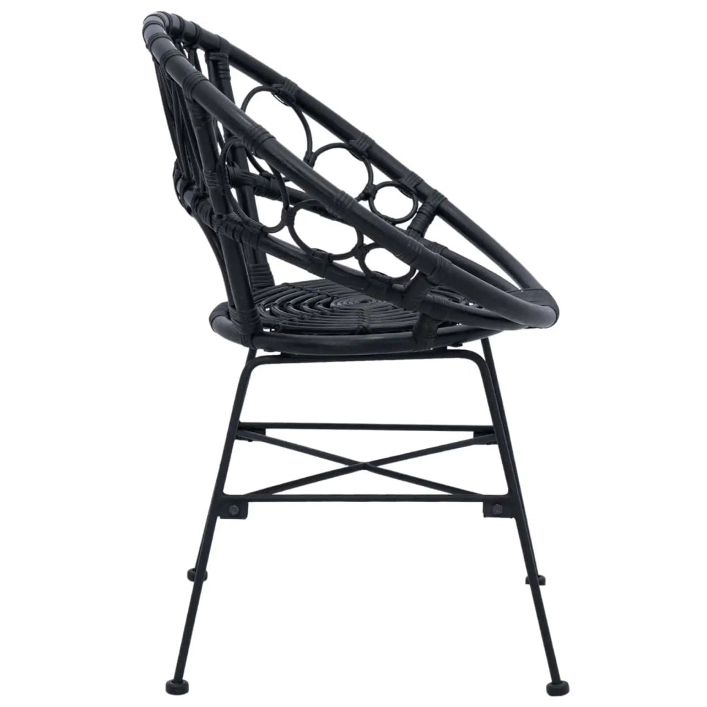 Sedia da pranzo 2 pcs Rattan e Ferro Nero 54 x 65 x 82 cm