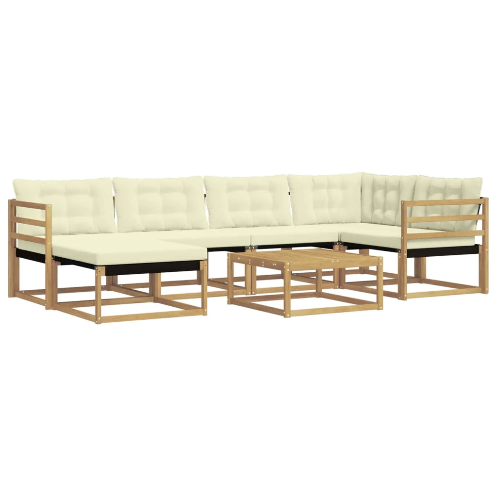 Set di divani da esterno 7 pcs Bianco e Crema 79 x 79 x 37 cm