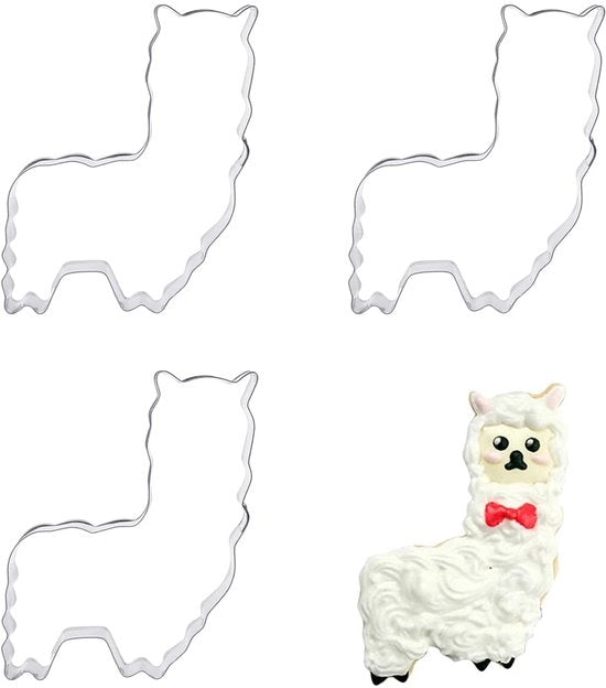 Pacco di 3 forme a biscotto in metallo a forma di alpaca. Forme a biscotto in acciaio inossidabile. Ideali per biscotti, la preparazione di biscotti al fondant e decorazioni per torte. Forme a biscotto decorative.