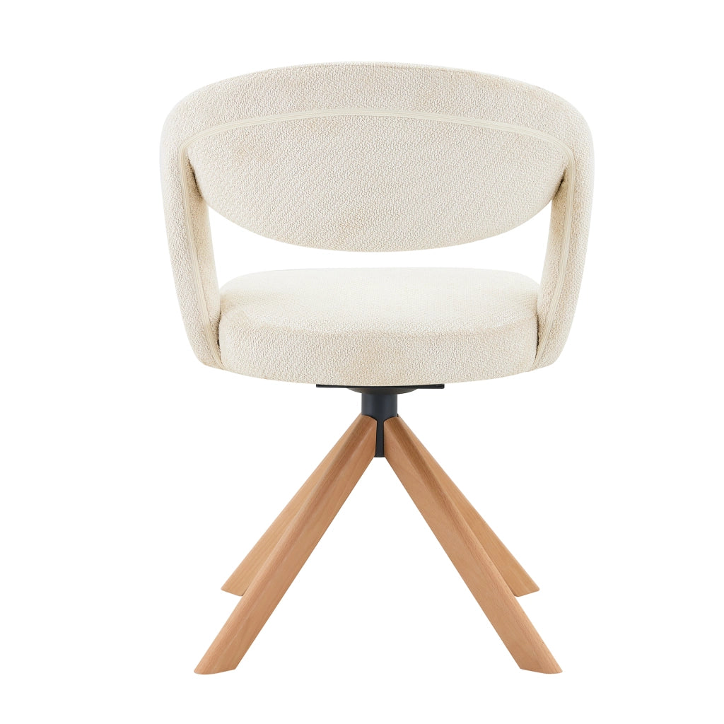 Sedie da Pranzo Girevoli Retro Set 2 ¨C MINIMAL ¨C Struttura Crema, Gambe Massello, Schienale Curvo