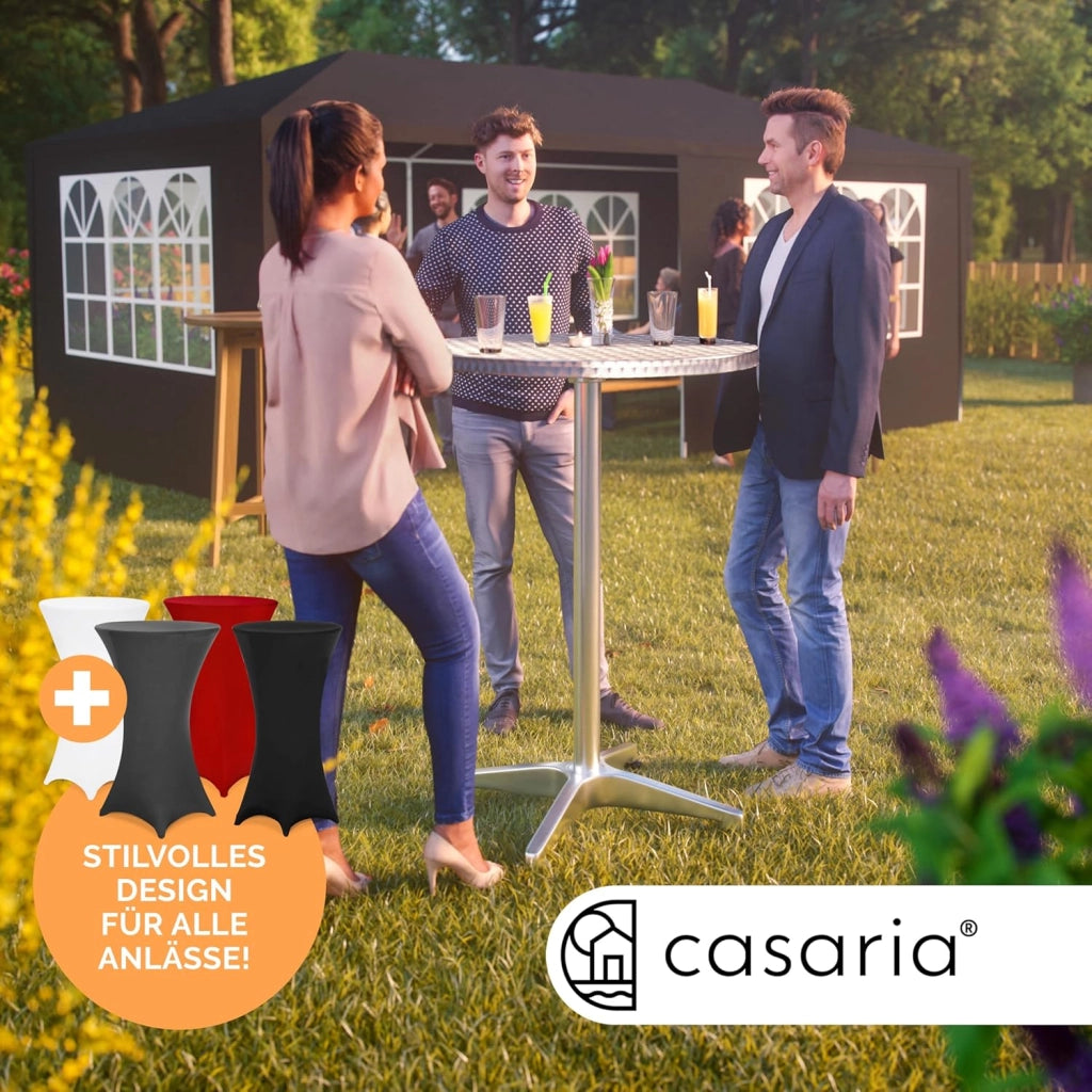 ® Tavolo Alto da Bar 2in1 con Copritavolo Regolabile 70 cm / 115 cm in Alluminio Rotondo Ø60cm Resistente per Giardino Bistro Tavoli da Birreria Feste Ricevimento
