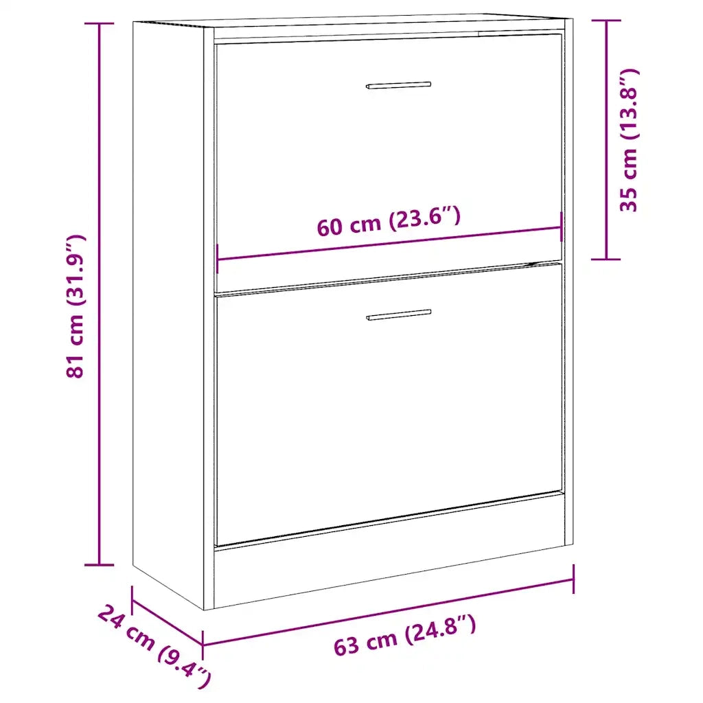 Scarpiera-Scaffale per scarpe Nera 63x24x81 cm in Legno Multistrato
