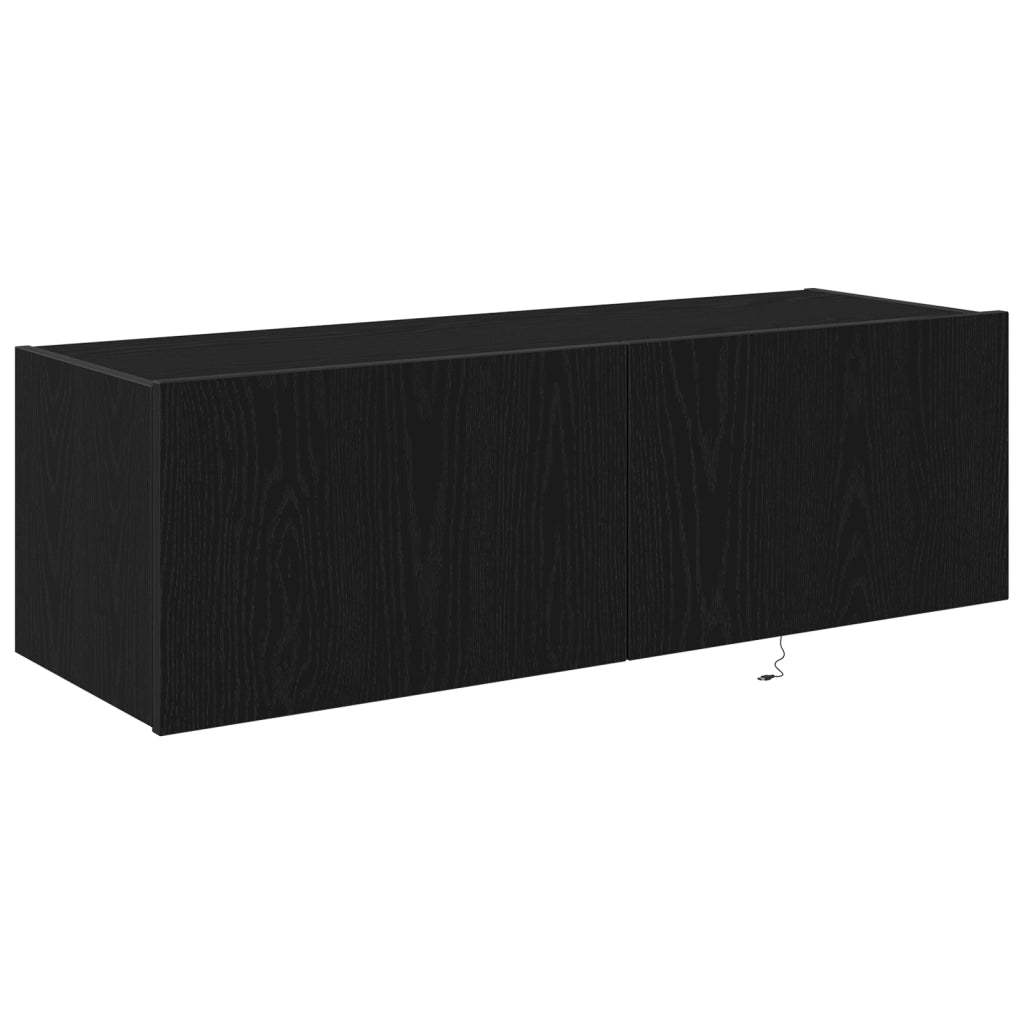 Mobile TV  con luci LED Nero Rovere 100x35x31 cm