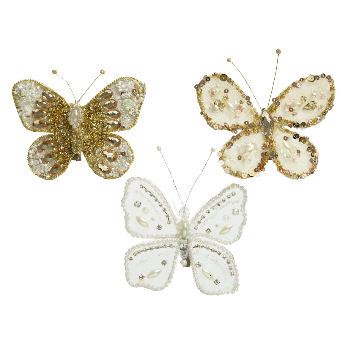 FARFALLA IN TESSUTO CON PERLE