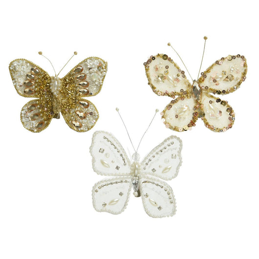 FARFALLA IN TESSUTO CON PERLE