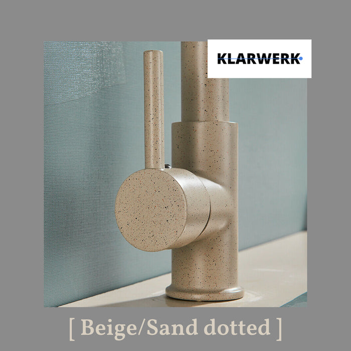 BERND | Rubinetto girevole beige da cucina in acciaio inossidabile |Miscelatore professionale girevole a 360 gradi con doccia | Alta pressione 2 porte