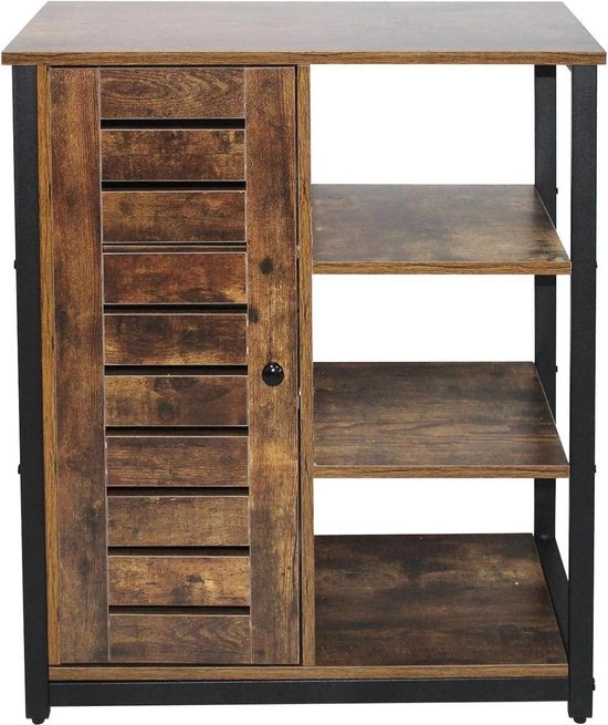 Dressoire vintage con 3 ante aperte - design industriale - 72 x 32 x 80 cm - telaio in acciaio brunito/nero - cassettiera supplementare - commode - armadio da bagno - armadio da cucina - armadio da soggiorno - cassettiera antiscivolo