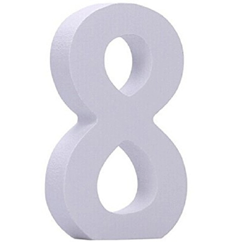 Trade Shop - Numero 8 In Legno Bianco 11cm Decorazione Confettata Compleanno Arredo Casa Tavolo -